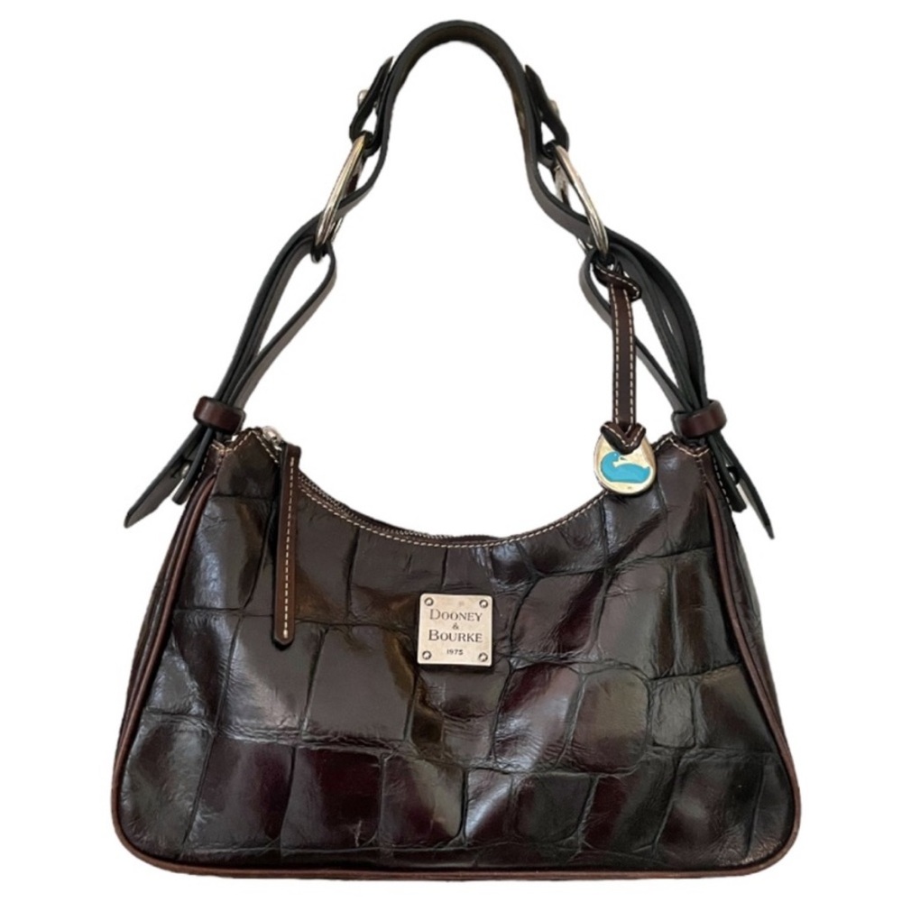 Dooney & Bourke Nile Collection vintage Dark Brown Crocodile Style leather